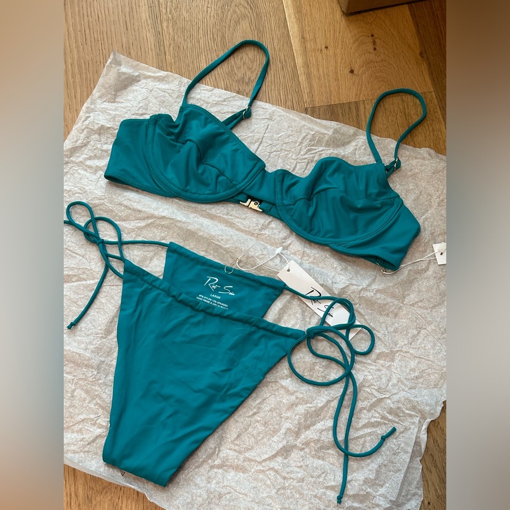 Riot Swim Cyan Bikini - Jax Top (large), Bixi Bottom (large) NWT
